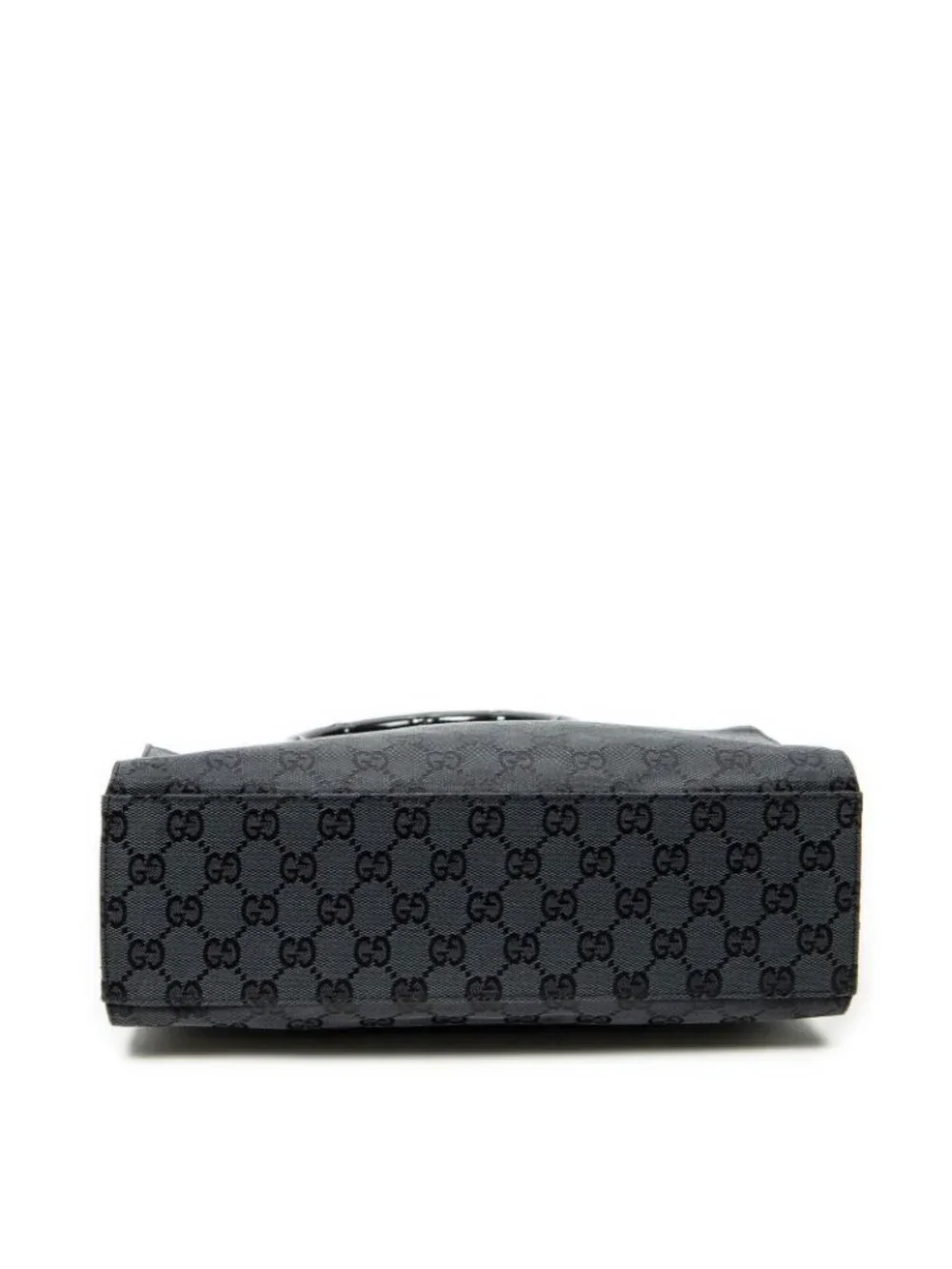 Gucci Large Square Bamboo Tote Black GG Canvas